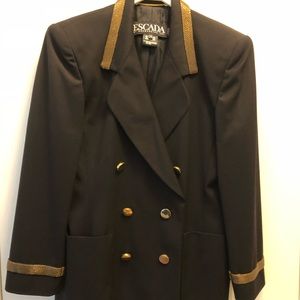 Vintage Escada Blazer Black with Gold trims